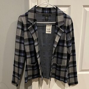 Tahari Gray and Blue Plaid Blazer Women’s XS